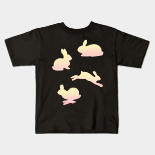 Pastel Easter Bunny Rabbit Pink and Yellow Kids T-Shirt